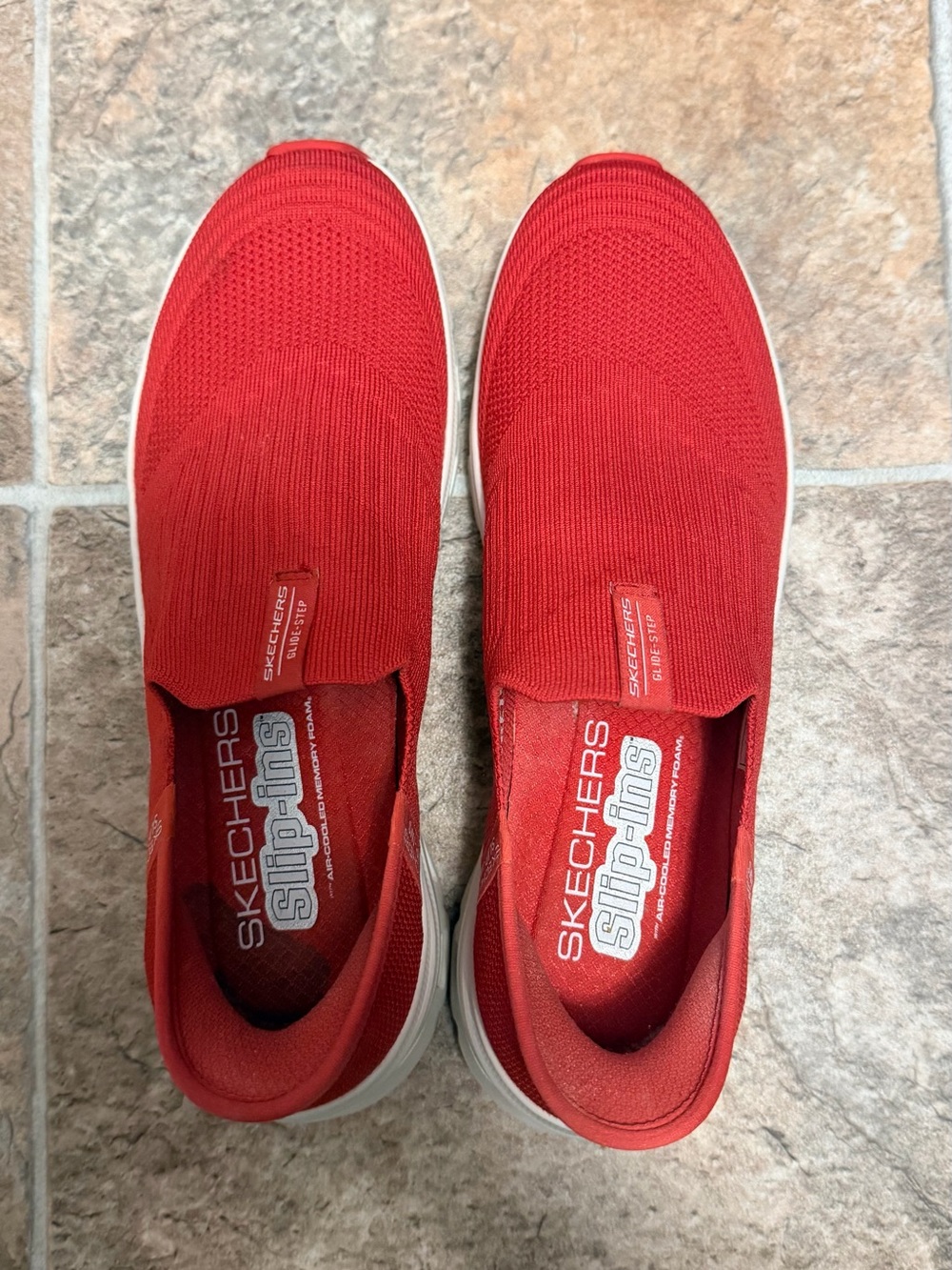 Skechers Red Knit Slip-In Sneakers for Women